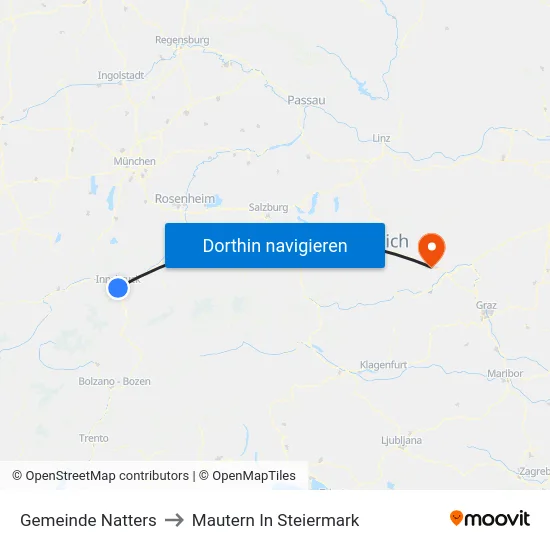 Gemeinde Natters to Mautern In Steiermark map