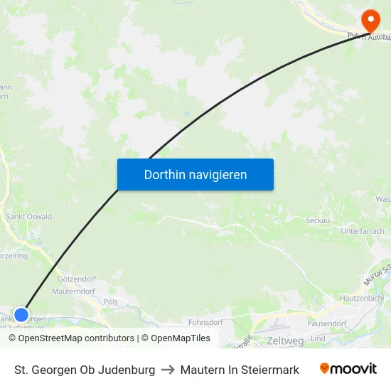 St. Georgen Ob Judenburg to Mautern In Steiermark map