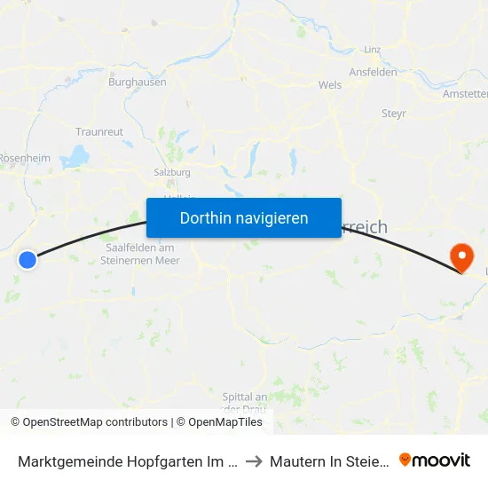 Marktgemeinde Hopfgarten Im Brixental to Mautern In Steiermark map