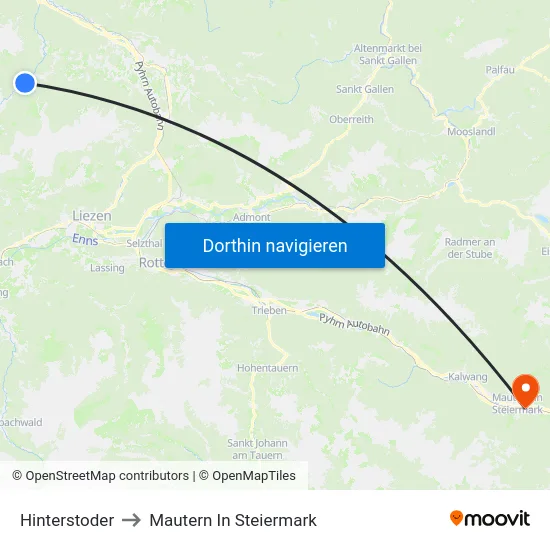 Hinterstoder to Mautern In Steiermark map