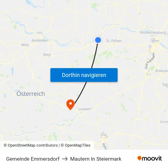 Gemeinde Emmersdorf to Mautern In Steiermark map