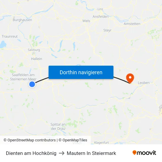 Dienten am Hochkönig to Mautern In Steiermark map