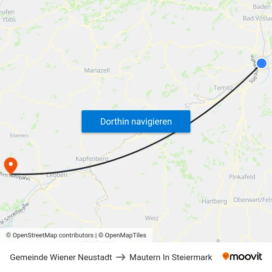 Gemeinde Wiener Neustadt to Mautern In Steiermark map