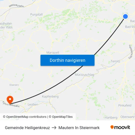 Gemeinde Heiligenkreuz to Mautern In Steiermark map