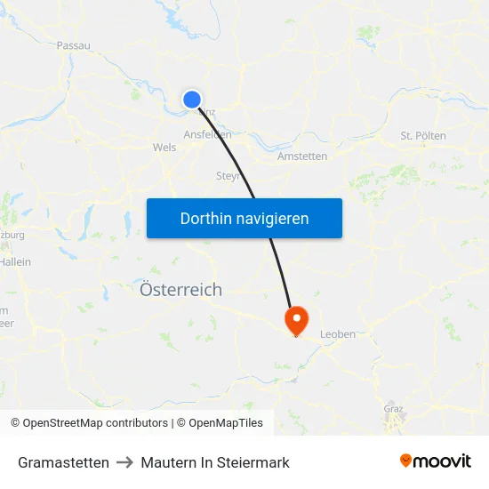 Gramastetten to Mautern In Steiermark map