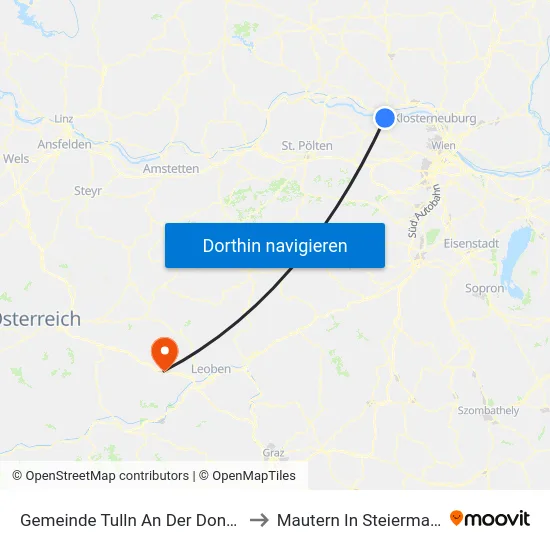 Gemeinde Tulln An Der Donau to Mautern In Steiermark map