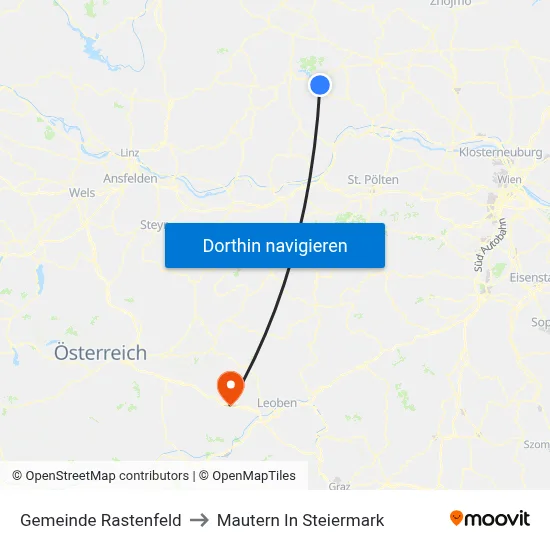 Gemeinde Rastenfeld to Mautern In Steiermark map