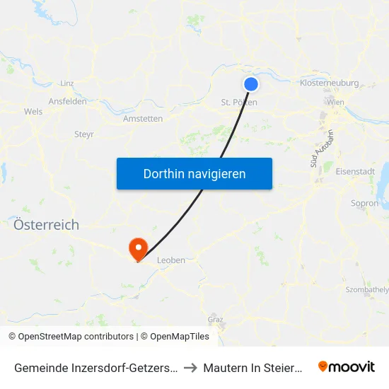 Gemeinde Inzersdorf-Getzersdorf to Mautern In Steiermark map