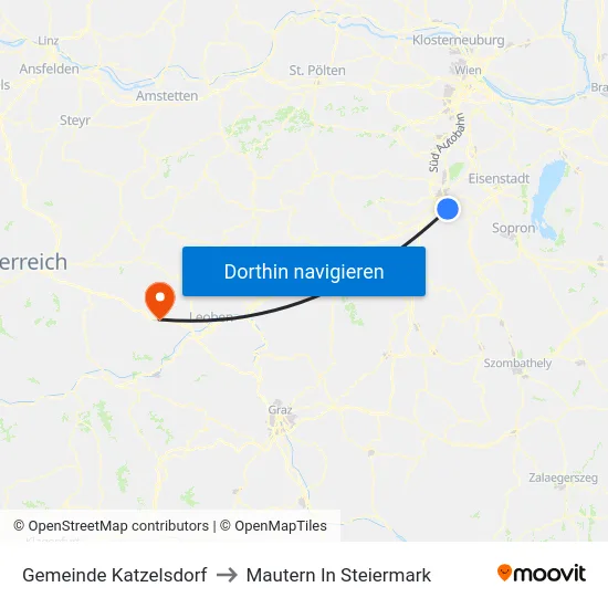 Gemeinde Katzelsdorf to Mautern In Steiermark map