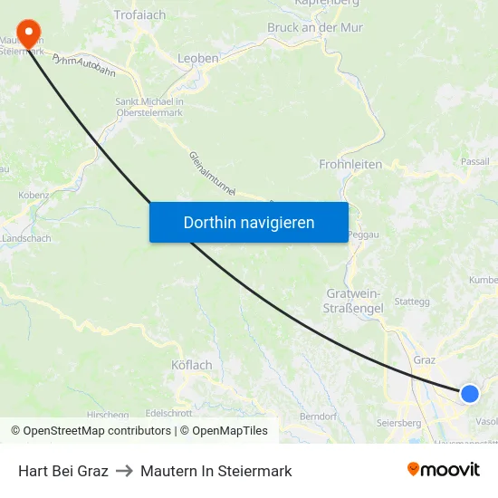Hart Bei Graz to Mautern In Steiermark map