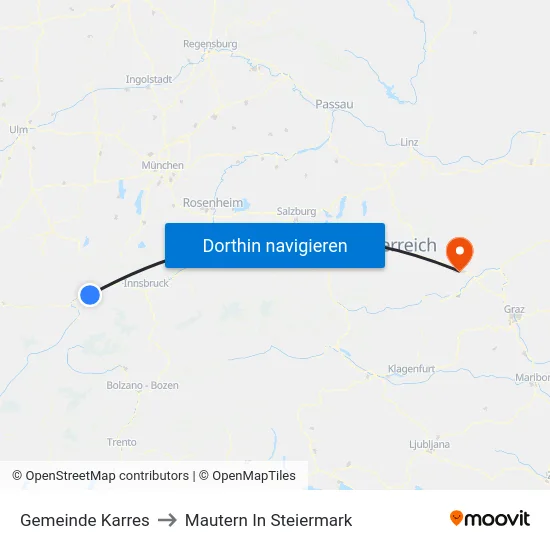 Gemeinde Karres to Mautern In Steiermark map