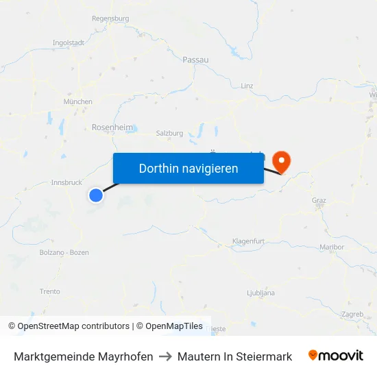 Marktgemeinde Mayrhofen to Mautern In Steiermark map