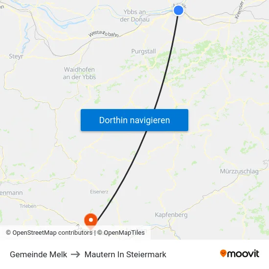 Gemeinde Melk to Mautern In Steiermark map