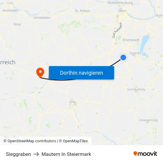 Sieggraben to Mautern In Steiermark map