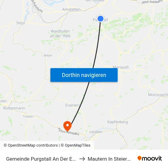 Gemeinde Purgstall An Der Erlauf to Mautern In Steiermark map
