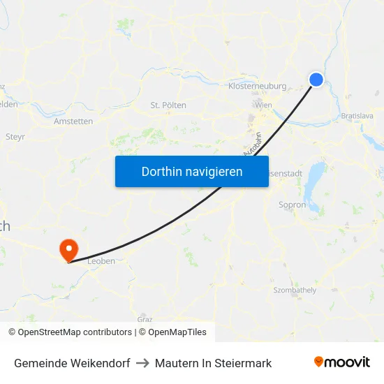 Gemeinde Weikendorf to Mautern In Steiermark map