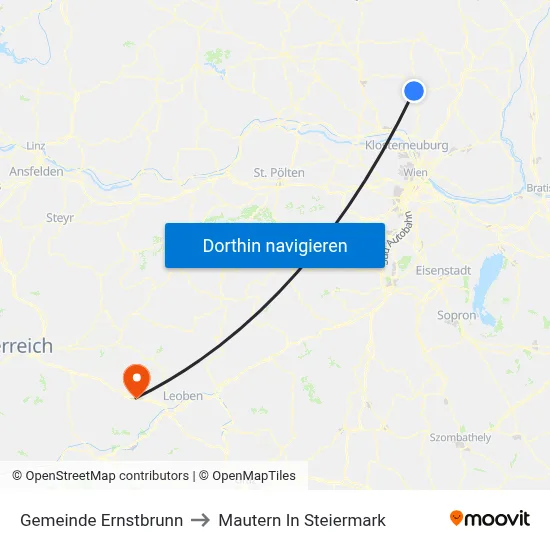 Gemeinde Ernstbrunn to Mautern In Steiermark map