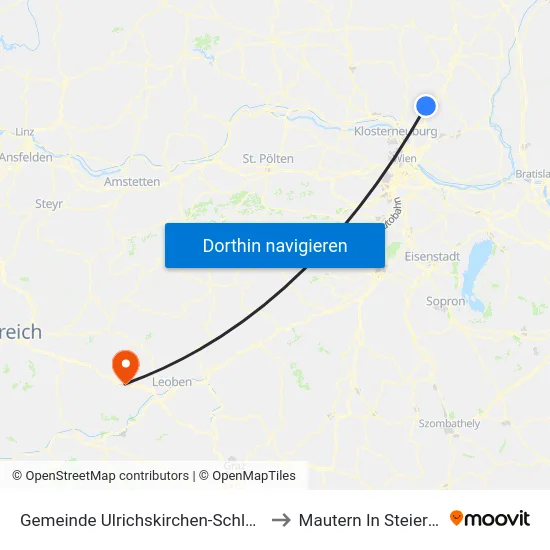 Gemeinde Ulrichskirchen-Schleinbach to Mautern In Steiermark map