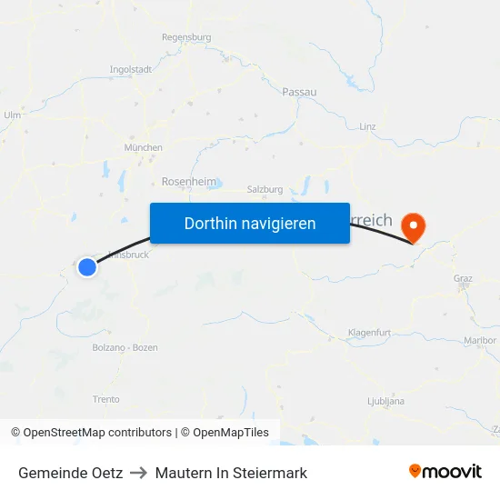 Gemeinde Oetz to Mautern In Steiermark map