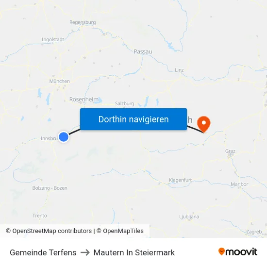 Gemeinde Terfens to Mautern In Steiermark map