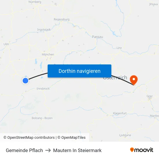 Gemeinde Pflach to Mautern In Steiermark map
