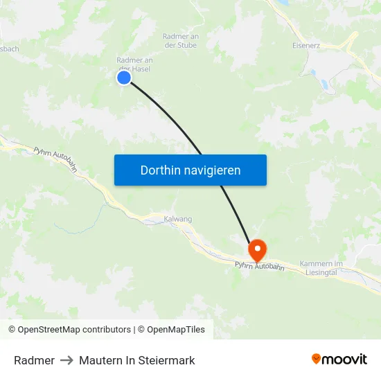 Radmer to Mautern In Steiermark map