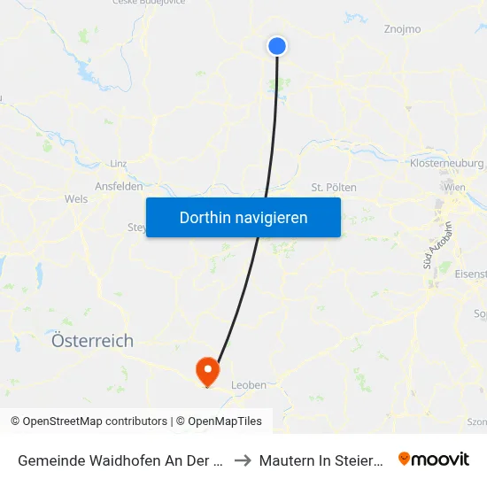 Gemeinde Waidhofen An Der Thaya to Mautern In Steiermark map