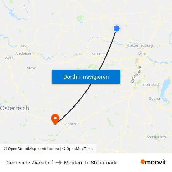Gemeinde Ziersdorf to Mautern In Steiermark map
