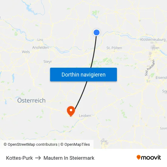 Kottes-Purk to Mautern In Steiermark map