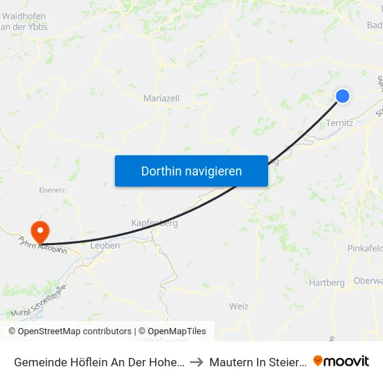 Gemeinde Höflein An Der Hohen Wand to Mautern In Steiermark map