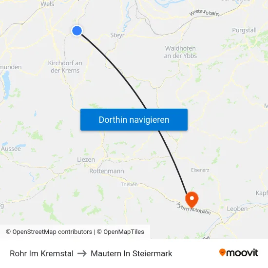 Rohr Im Kremstal to Mautern In Steiermark map