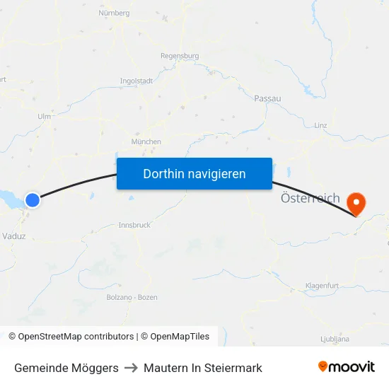 Gemeinde Möggers to Mautern In Steiermark map
