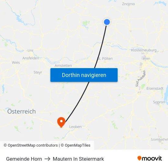 Gemeinde Horn to Mautern In Steiermark map