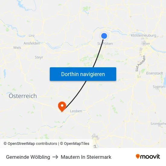 Gemeinde Wölbling to Mautern In Steiermark map