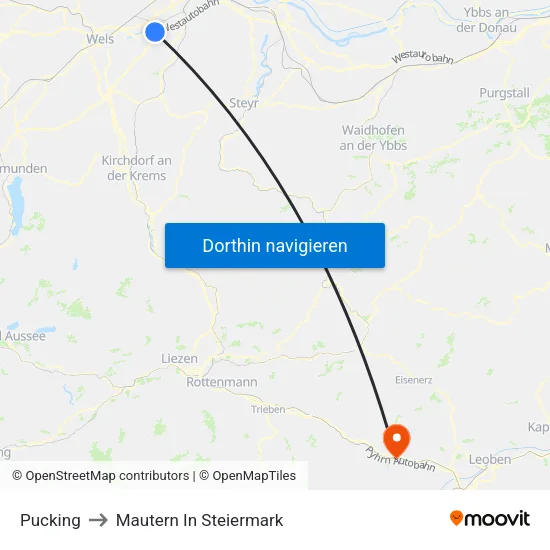 Pucking to Mautern In Steiermark map