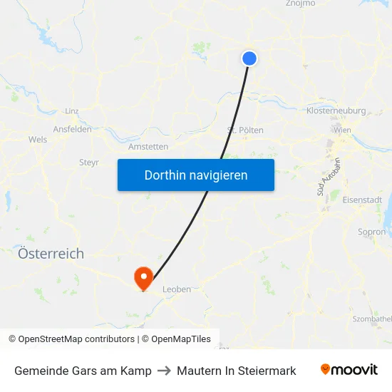 Gemeinde Gars am Kamp to Mautern In Steiermark map