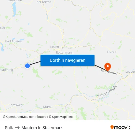 Sölk to Mautern In Steiermark map