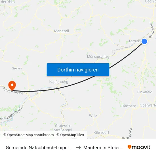 Gemeinde Natschbach-Loipersbach to Mautern In Steiermark map