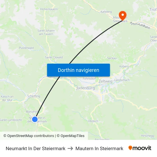 Neumarkt In Der Steiermark to Mautern In Steiermark map