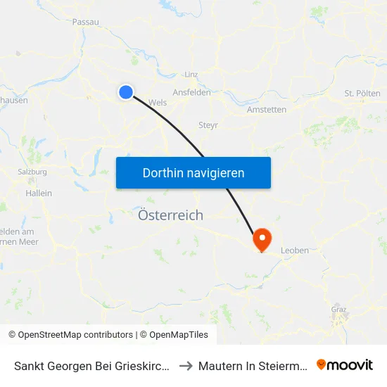 Sankt Georgen Bei Grieskirchen to Mautern In Steiermark map