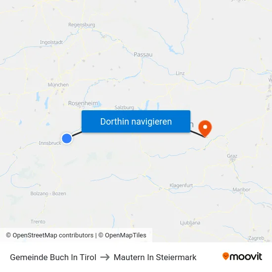 Gemeinde Buch In Tirol to Mautern In Steiermark map