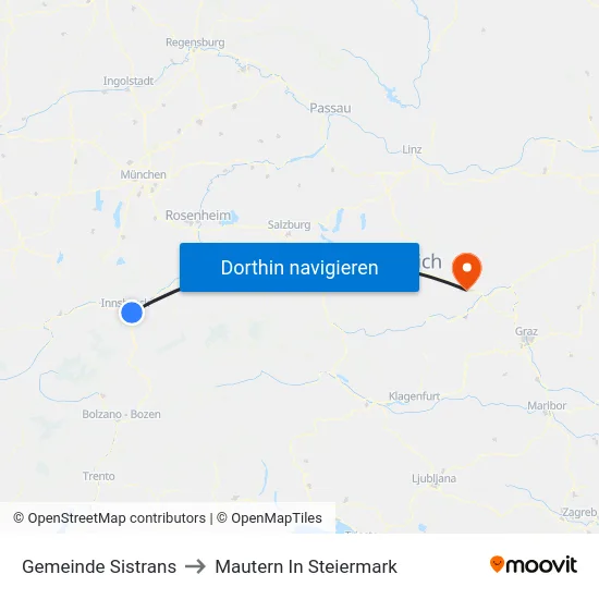 Gemeinde Sistrans to Mautern In Steiermark map