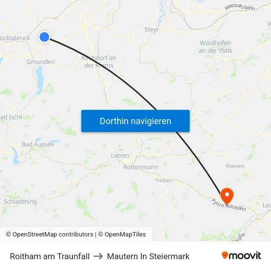 Roitham am Traunfall to Mautern In Steiermark map