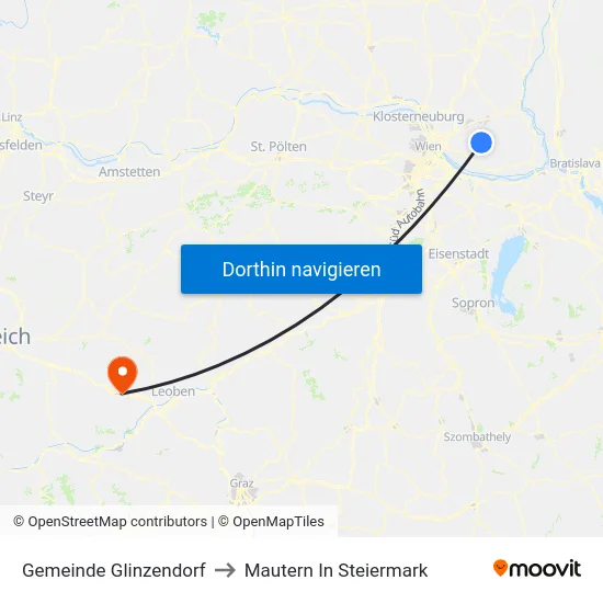 Gemeinde Glinzendorf to Mautern In Steiermark map