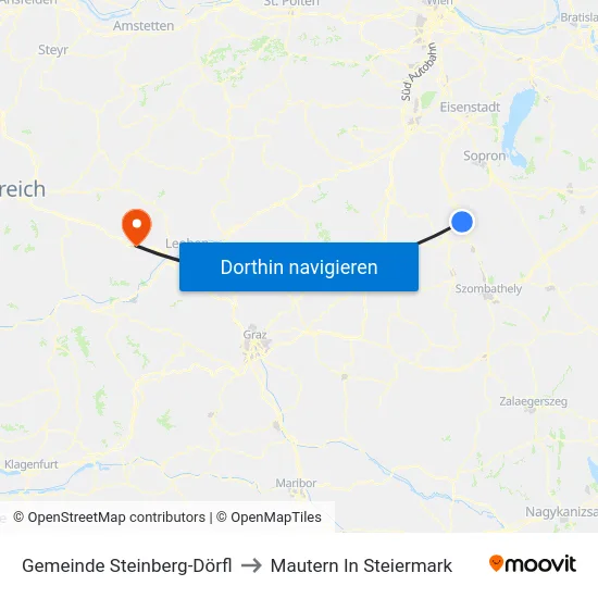 Gemeinde Steinberg-Dörfl to Mautern In Steiermark map
