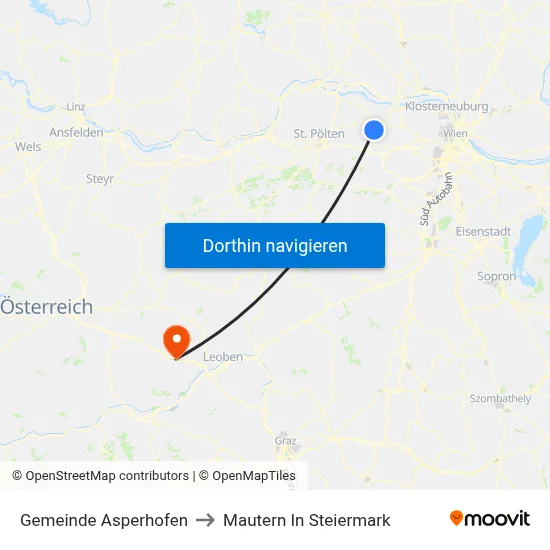 Gemeinde Asperhofen to Mautern In Steiermark map