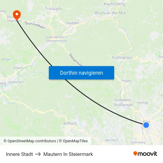 Innere Stadt to Mautern In Steiermark map