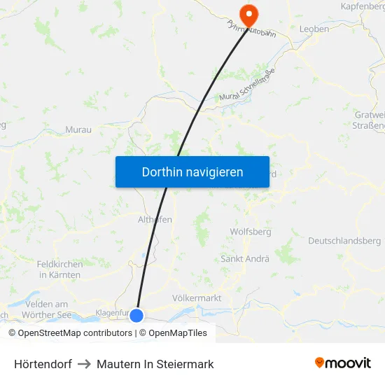 Hörtendorf to Mautern In Steiermark map