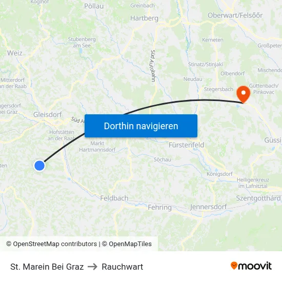 St. Marein Bei Graz to Rauchwart map