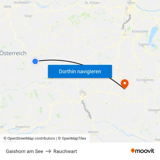 Gaishorn am See to Rauchwart map